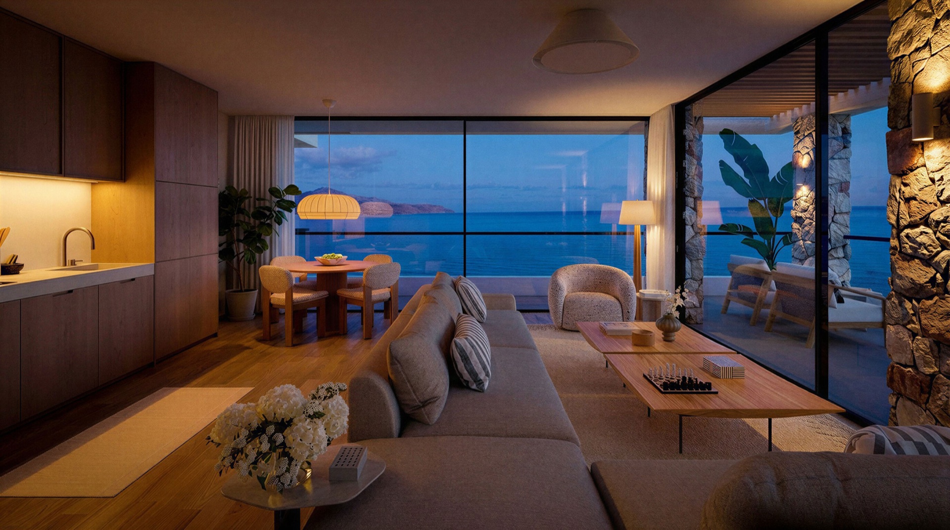 196 Kalyves living room, sea view, Crete